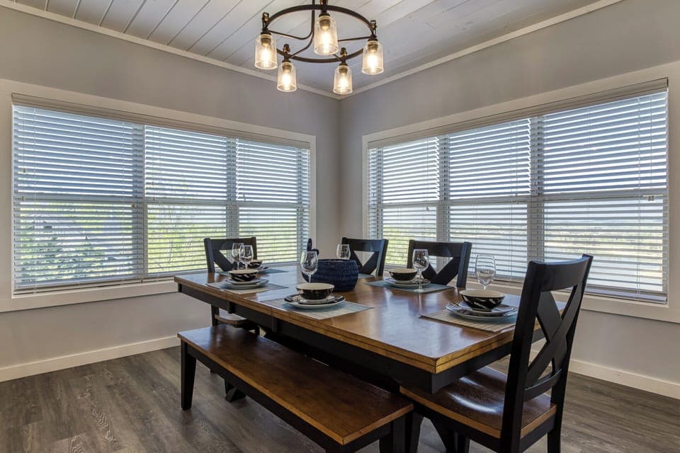 Sevierville Cabin "Lake View Therapy" - Dining table with views of Douglas Lake