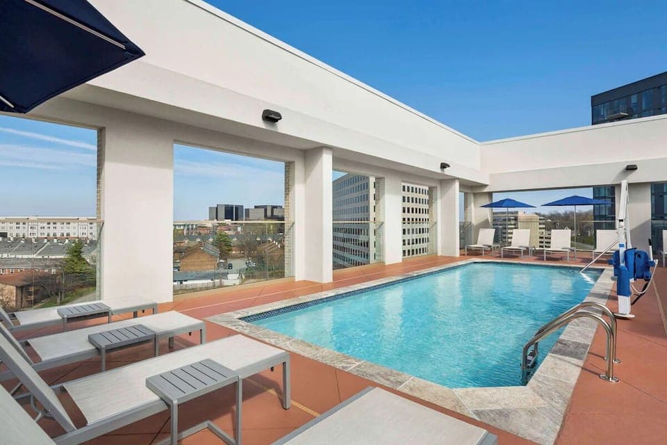 Soak up sunshine with refreshing rooftop swims and loungers.
