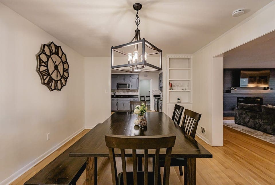 Open concept kitchen and dining keep everyone together. Cook, chat and relax in one central space. 
