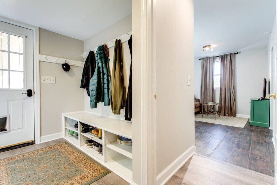 This hallway is the only shared space and is rarely used while guests are in the suite.