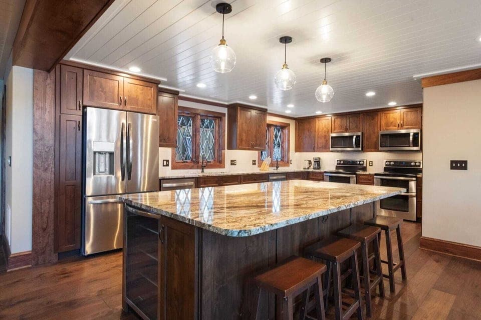 Two Sinks, Two Dishwashers,  Two Fridge/Freezers, Two Ranges (Four Ovens), Two Microwaves, Separate Ice Maker, Drink Fridge, Two Washers/Dryers