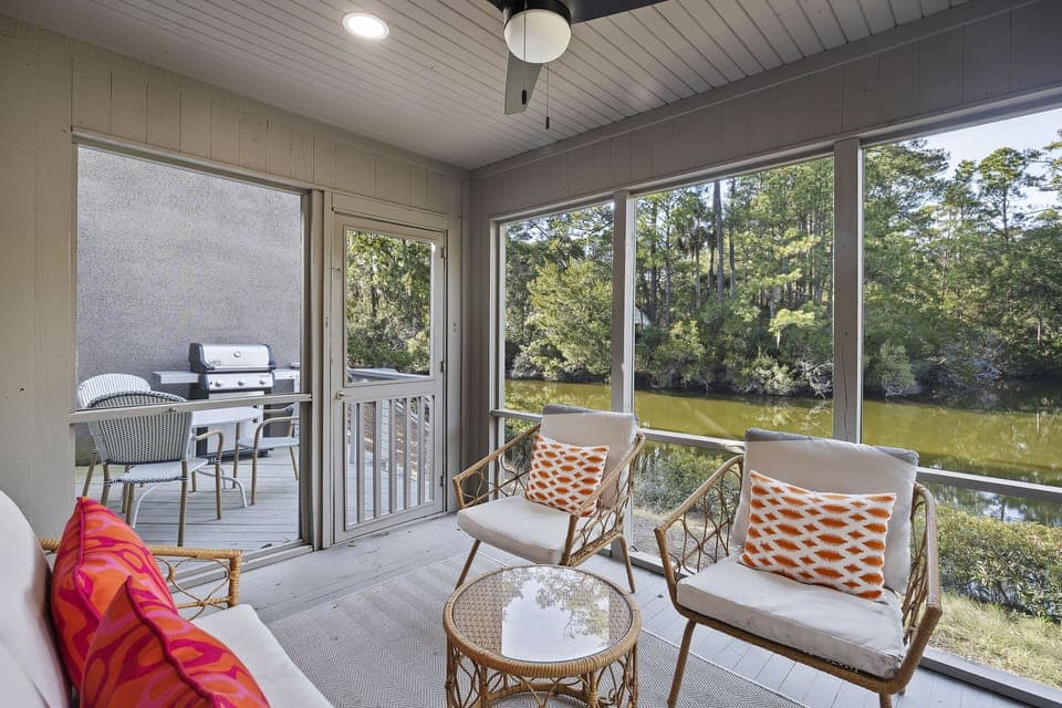 Screen porch and patio for relaxing and grilling!