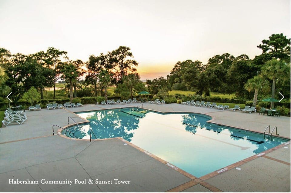 Private community pool with stunning sunset views and pool chiller for hot days