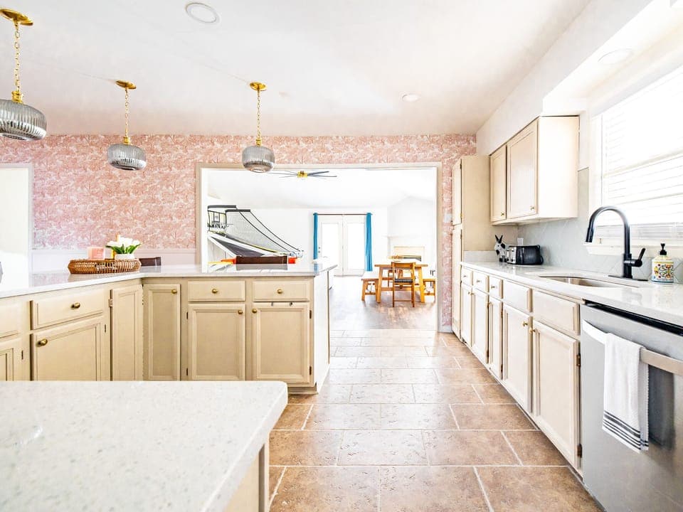 Spacious kitchen and Living Room with plenty of natural light