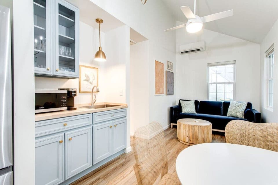 The kitchenette and living room.