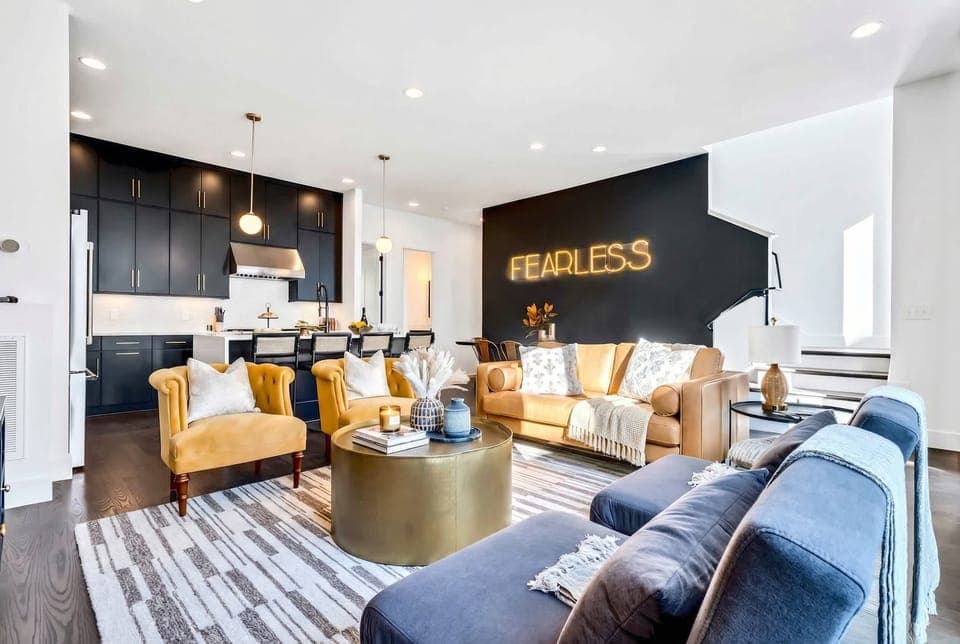 Step into this stylish Nashville haven where elegance meets comfort! Perfect for your next getaway, this large vacation home features chic decor and cozy seating. Experience the vibrant vibe of Music City with Misfit Homes. Book now!