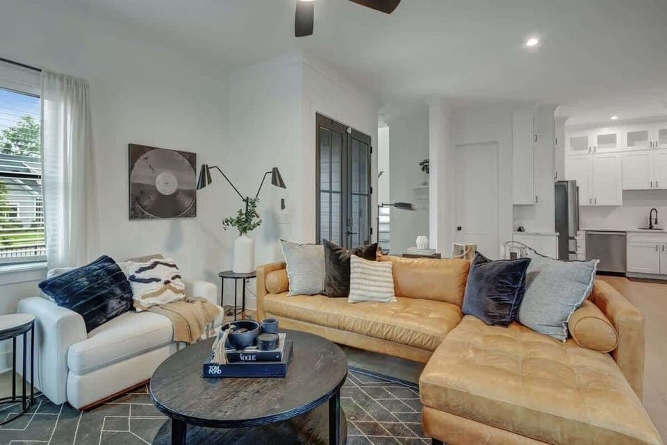 Kick back in stylish leather seats surrounded by vibrant, inviting decor in the heart of Nashville.