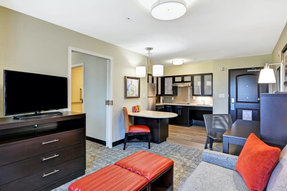 Sink into the cozy sofa after a day exploring the area.