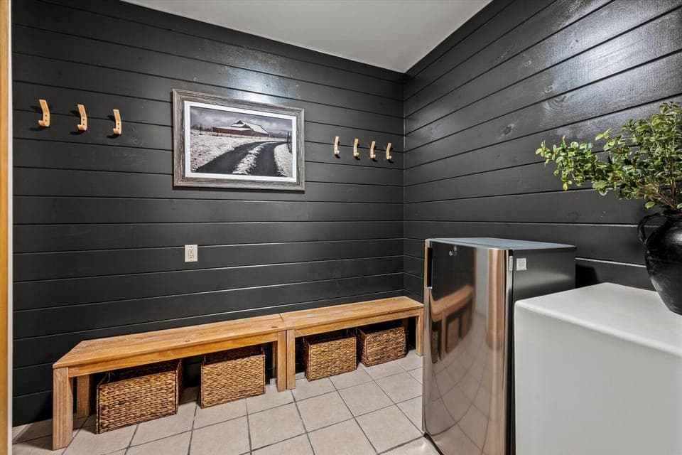 Large mudroom with space to store shoes and coats after outdoor adventures
