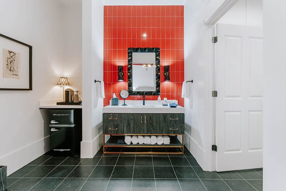 Vanity and coffee station in Ares Suite 