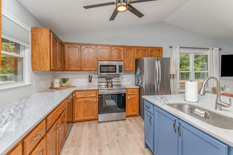 The spacious kitchen has all the tools needed to make a delicious meal for the entire group