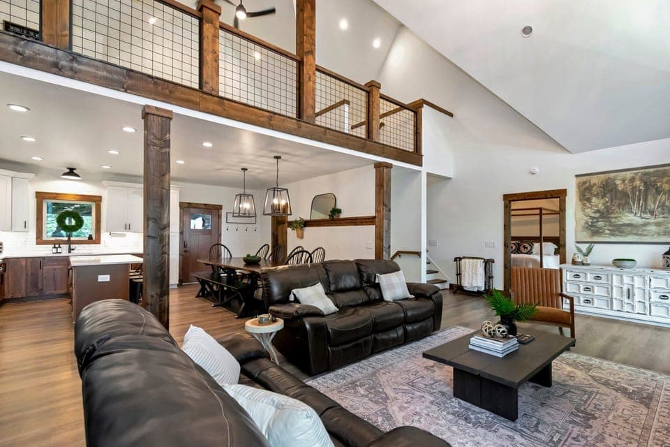 Open floor plan main level with access to both master suites