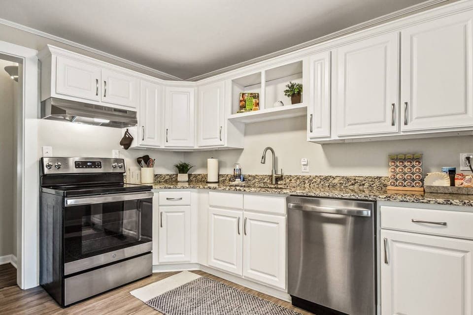 kitchen view from dining room entrance
