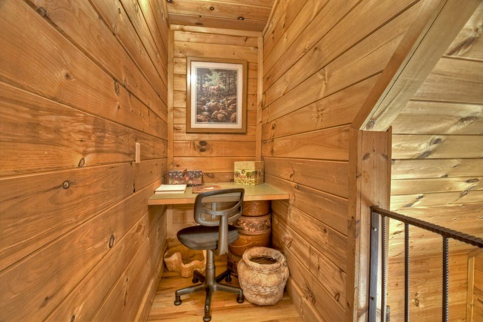 Computer desk area in loft level