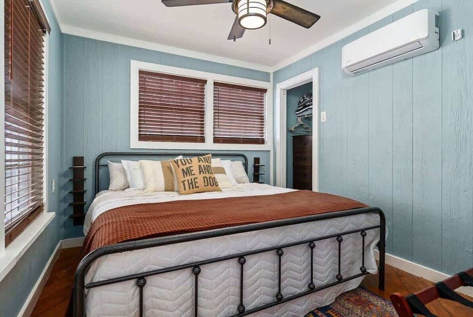Rest easy in this comfortable king sized bed after a full day of lake adventures.