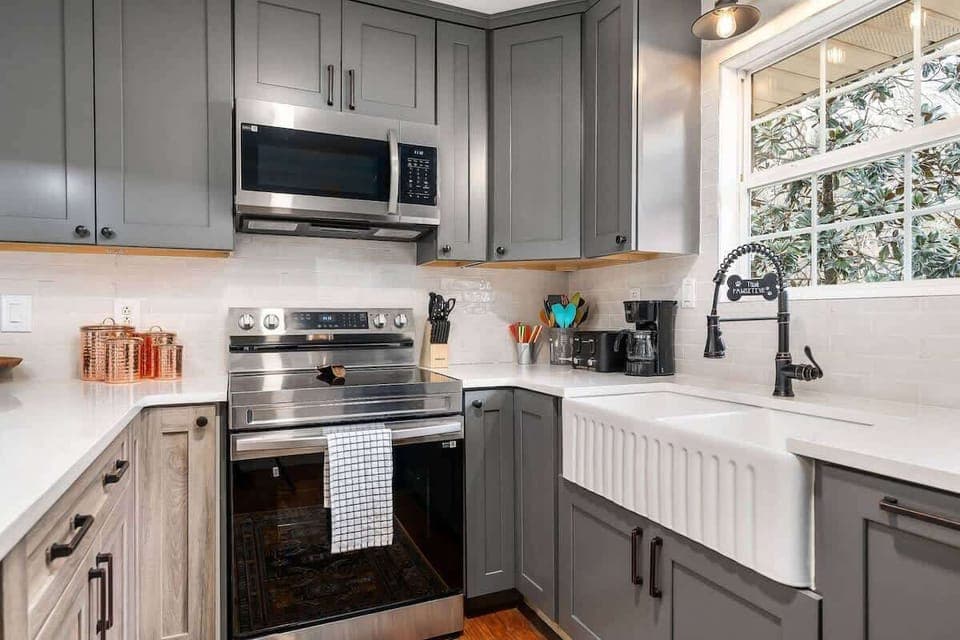 A stylish, functional kitchen perfect for meals after a long day on the water.