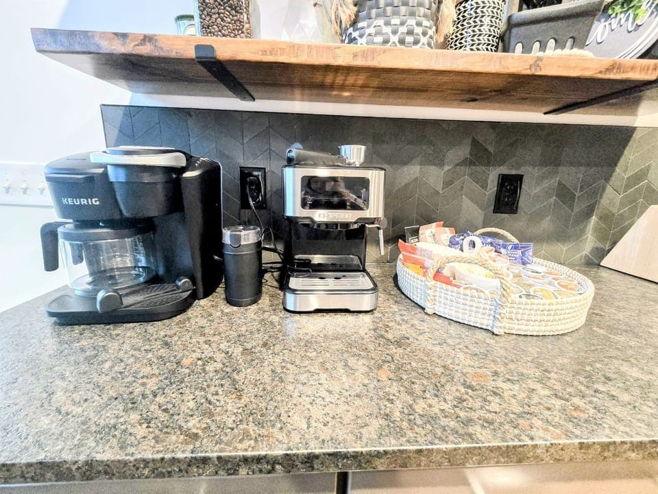 Coffee Station: K-cup, drip, and Espresso options.