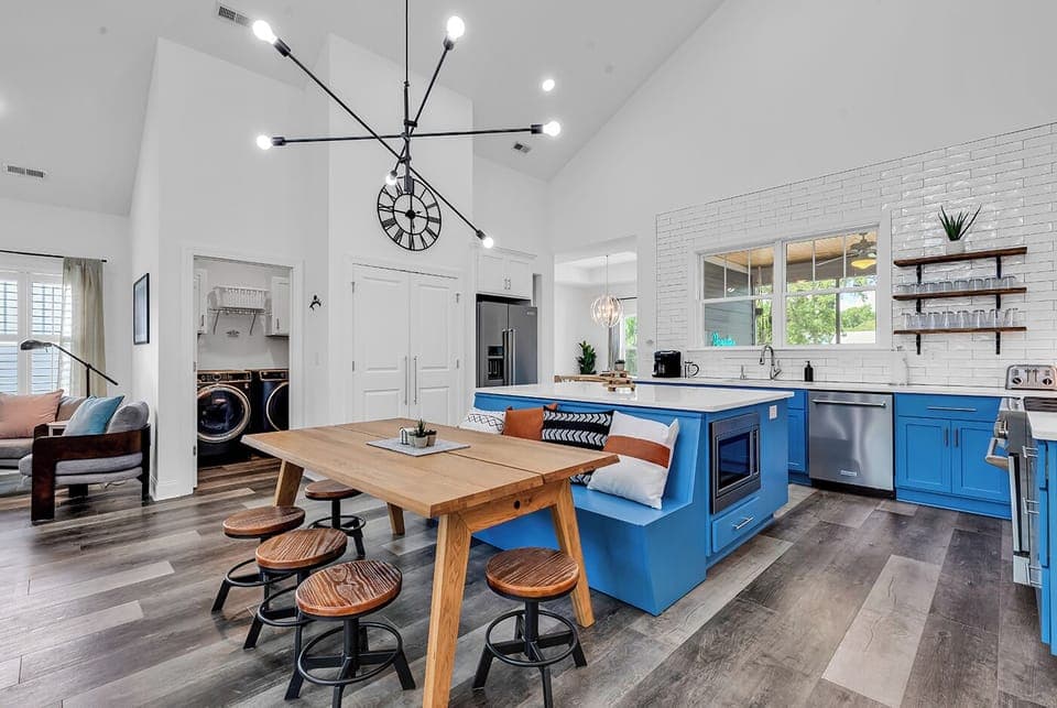 Start your morning in this inviting eat-in kitchen with a cozy built-in bench