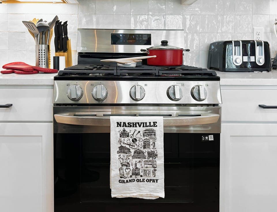 And there's a full kitchen, complete with sparkling stainless steel appliances…