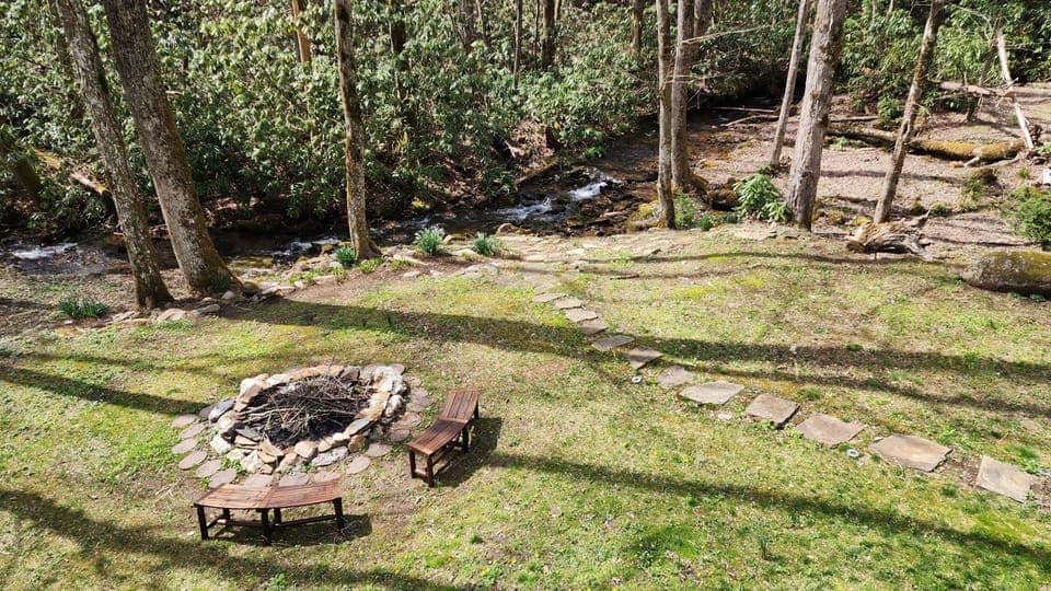 Back yard looking down from deck