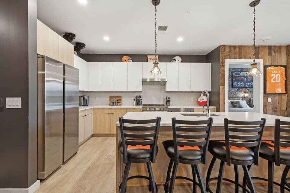 Kitchen full stocked with appliances and everything you`d need to make a meal