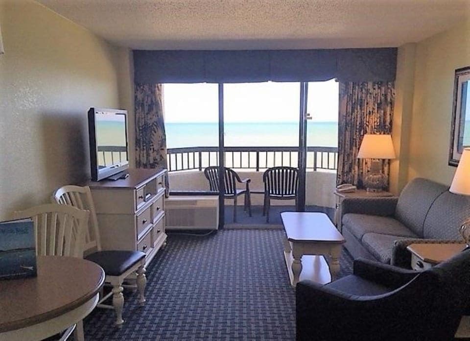 Living area with ocean views.
