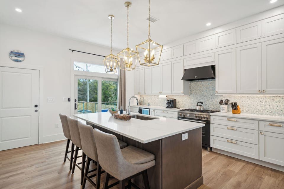 Pull up a stool at the kitchen counter for a quick bite, morning coffee, or good conversation.