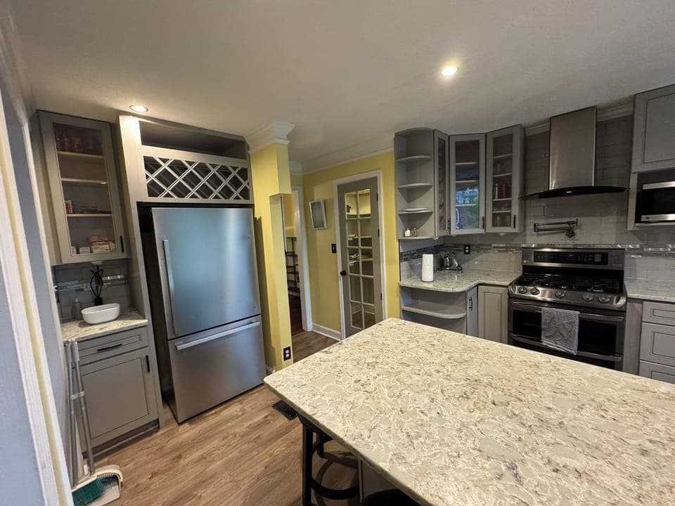 Downstairs Kitchen Fridge and Vanity