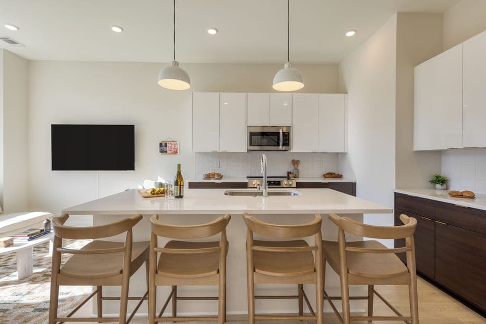 Sleek, fully equipped kitchen. (Lischey)