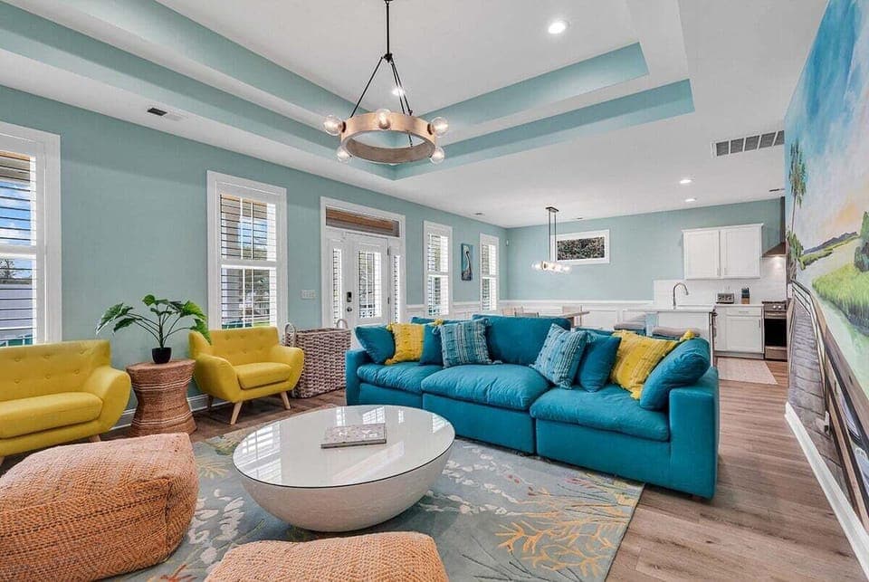 An alternate angle showing the open layout and ceiling details.