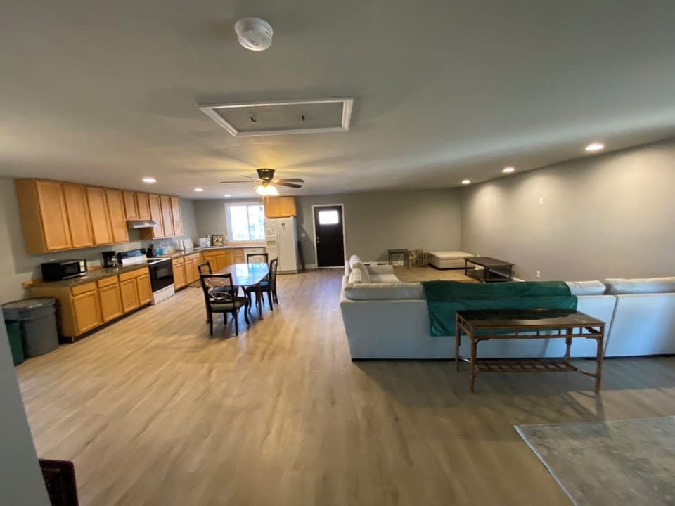 open concept kitchen and living room