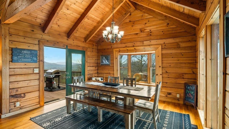 Dine with stunning mountain views right outside your backyard