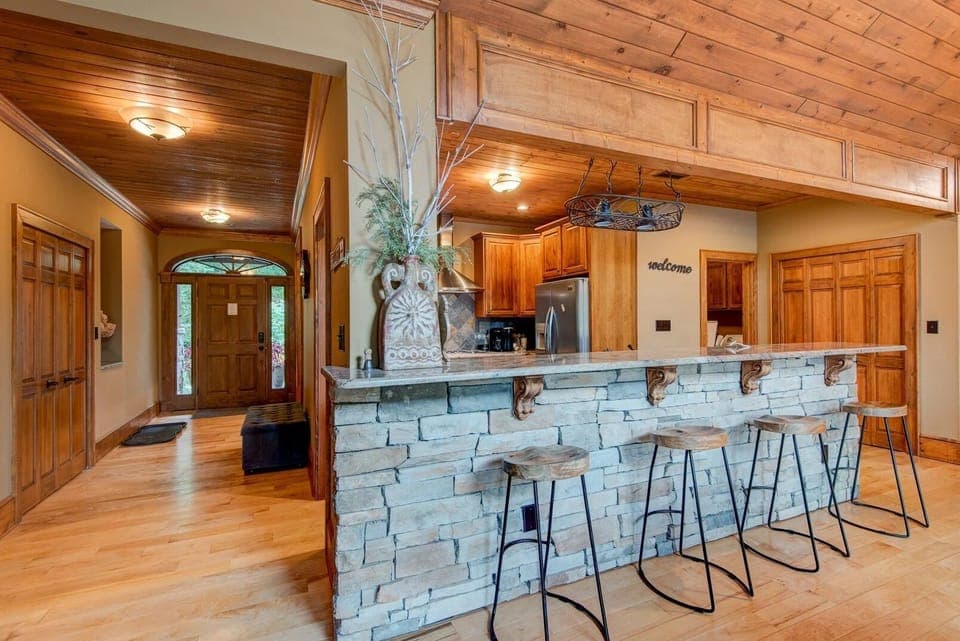 Stone Accent Wall at the Kitchen Bar