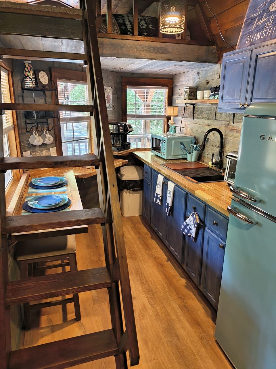 kitchen, stairs to loft.