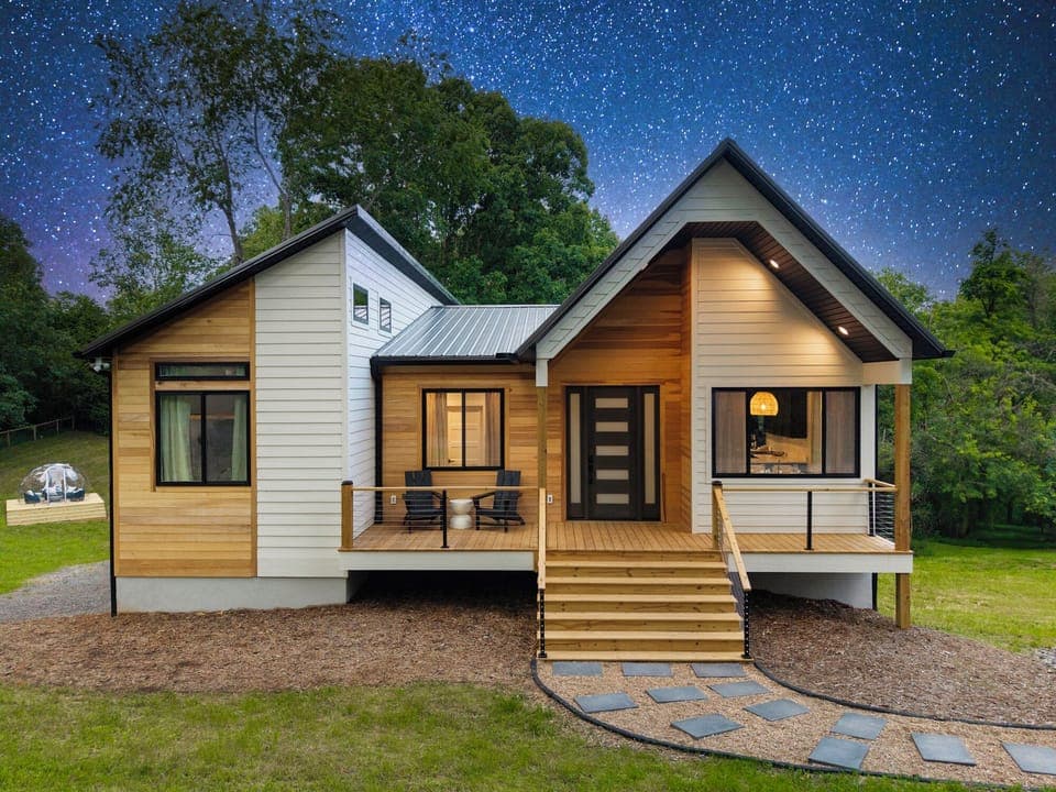 The Asheville Chalet is Scandinavian inspired, offers 3,500 sqft and sleeps 18.