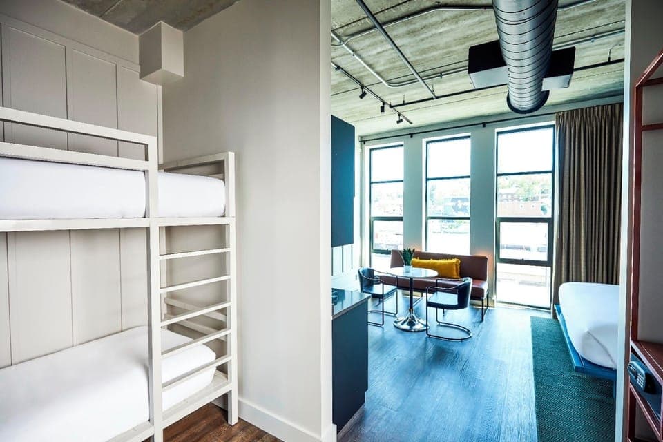 Step into airy loft living with bright, oversized windows.