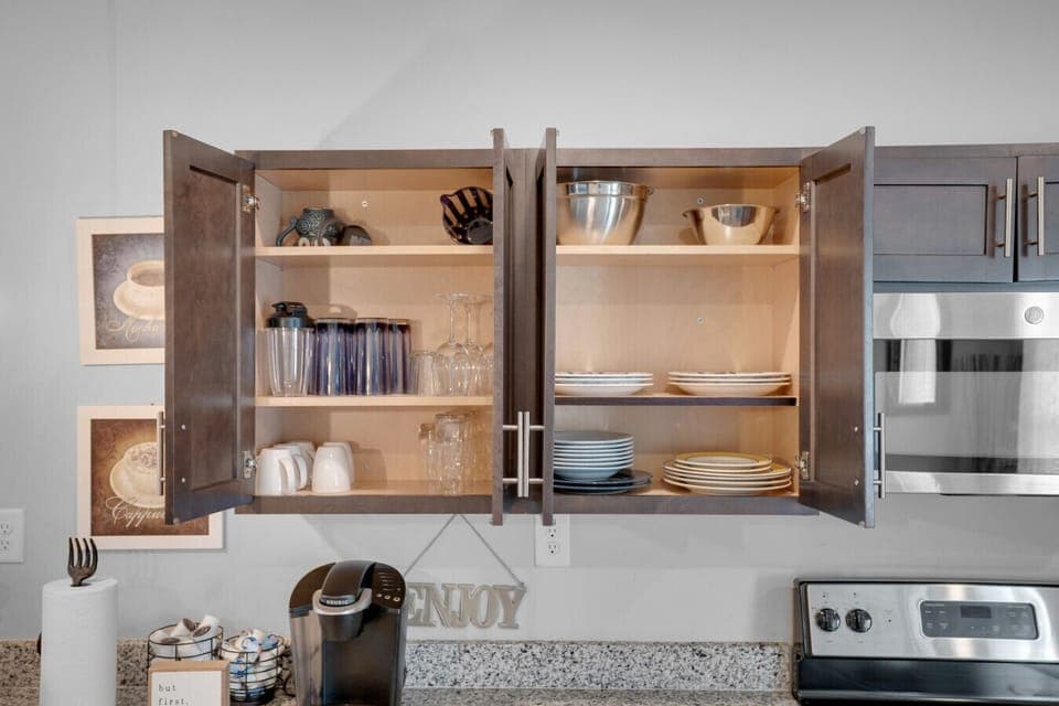 fully stocked kitchen with island