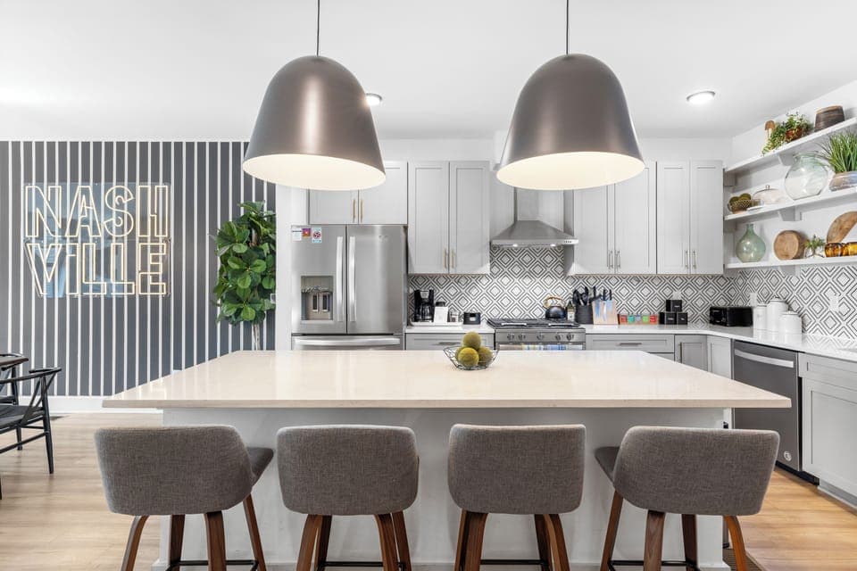 Modern and sleek kitchen.
