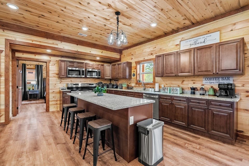 Fully stocked kitchen with spacious island