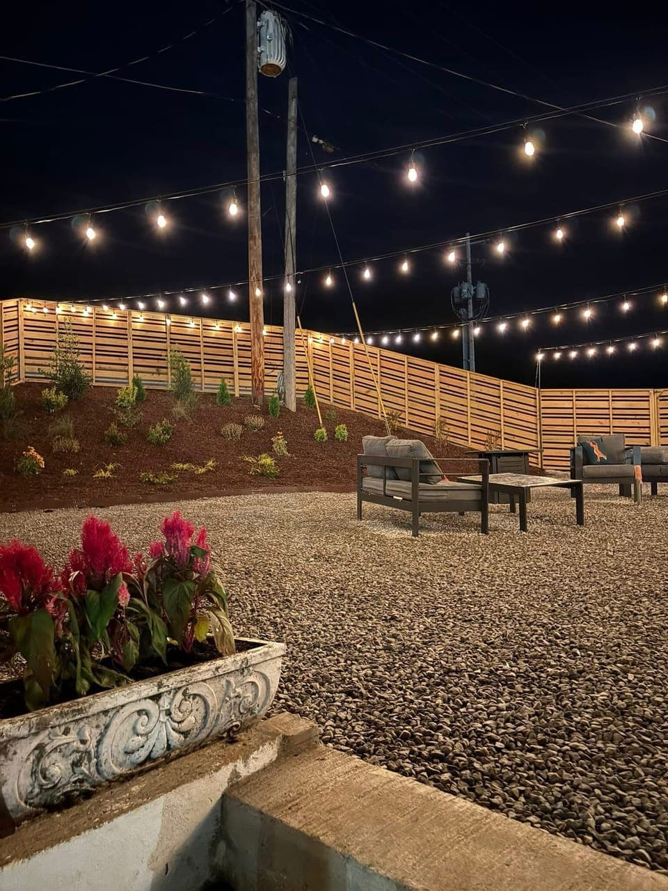 Courtyard area at night