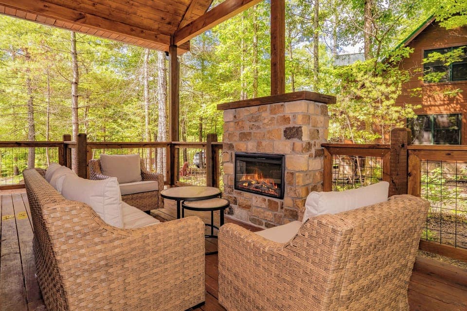 Cozy outdoor fireplace