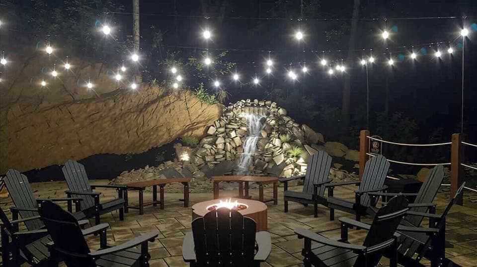 Make memories together around the warm fire while watching the relaxing waterfall. Overhead lights complete the warm ambience and extend the evenings and time to make unforgettable memories.
