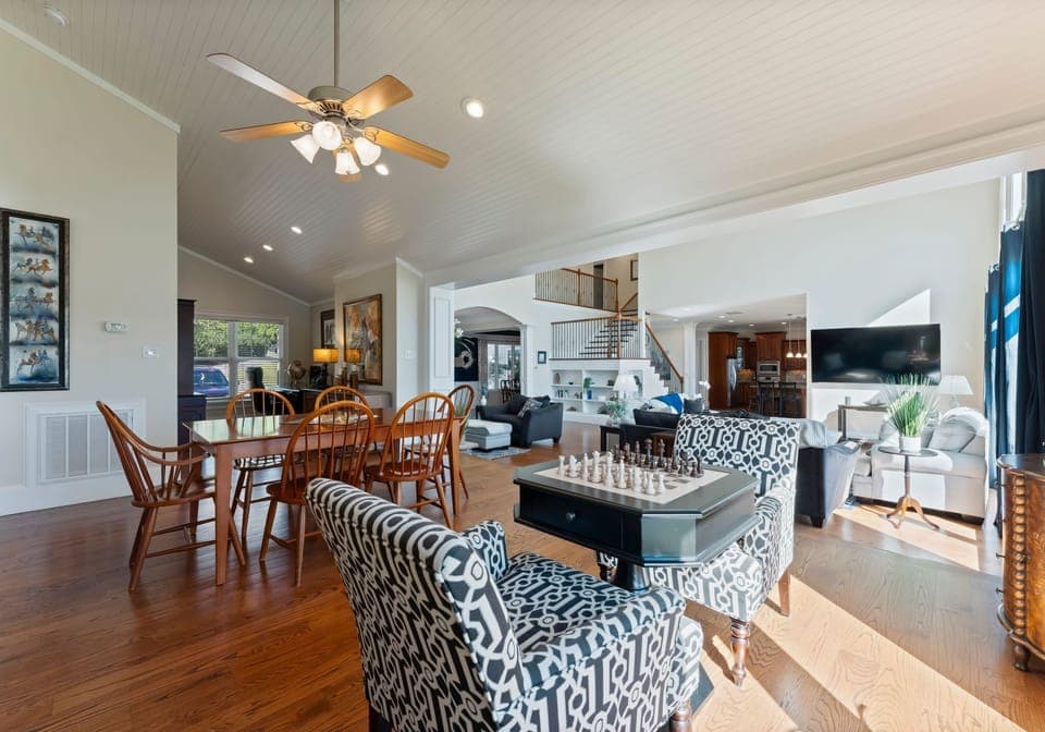 Two game table options just steps from the living room.