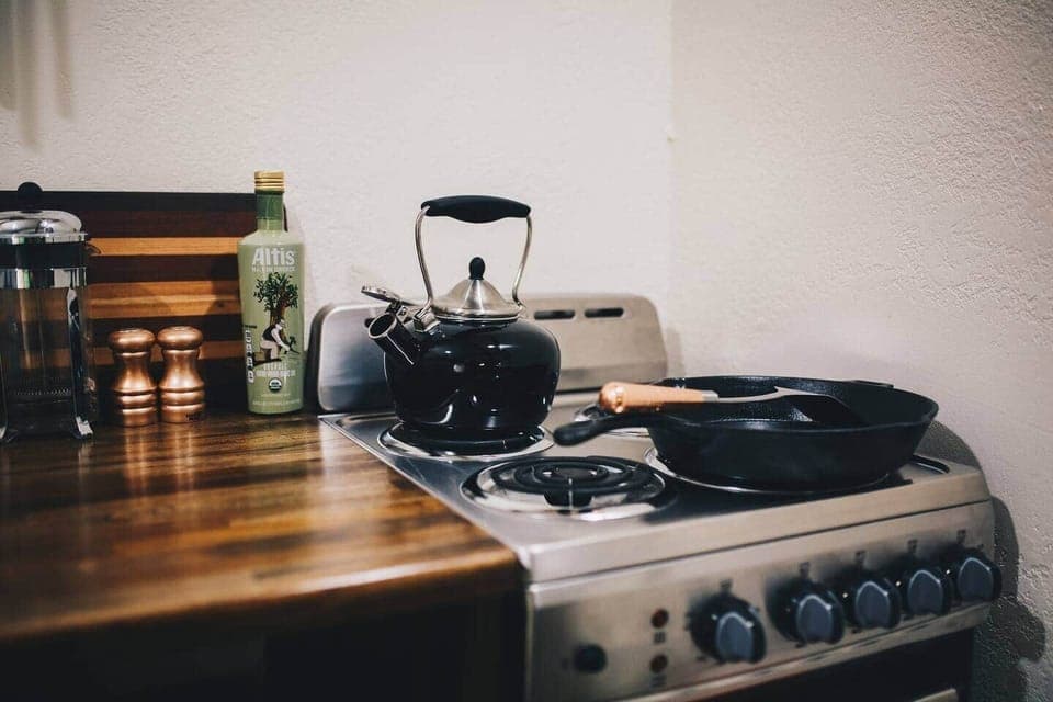 utensils and pots and pans provided.