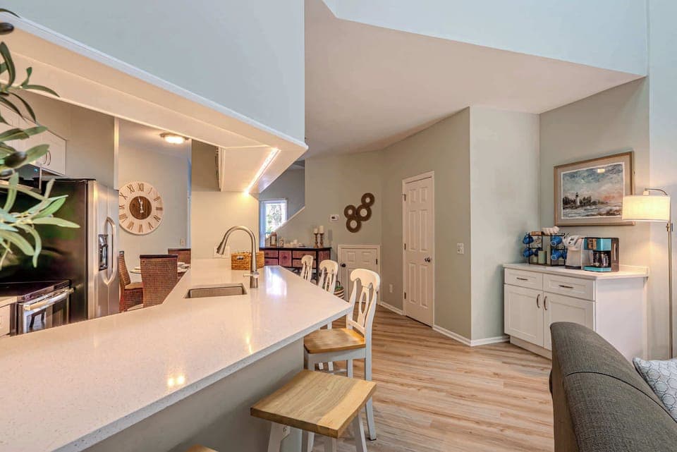 Bar seating by the kitchen perfect for casual meals!