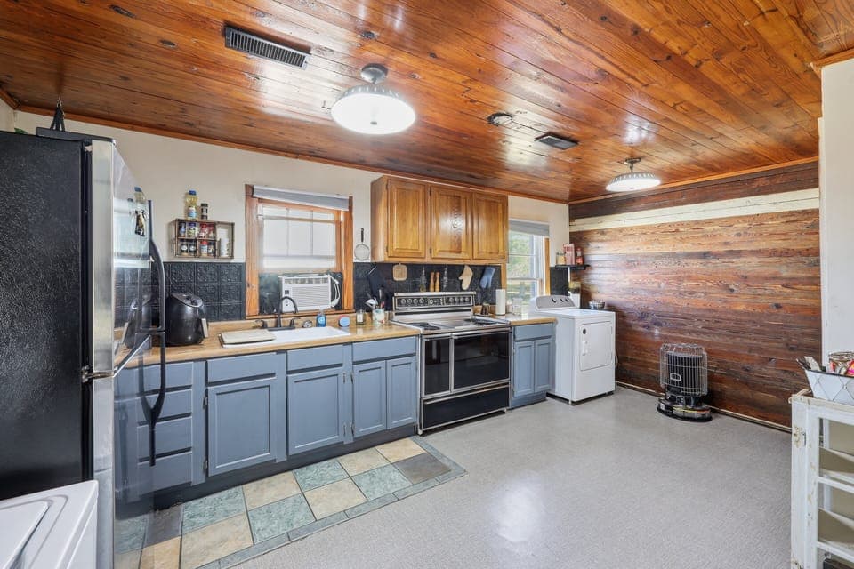 Indoors, Kitchen, Hardwood, Appliance, Refrigerator