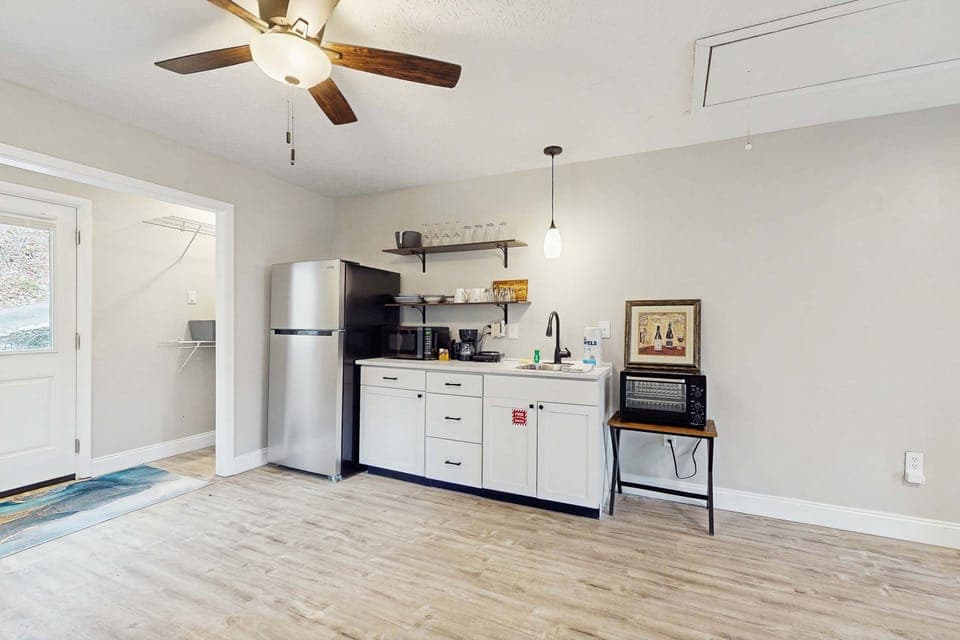 Modern space with sleek appliances, perfect for whipping up meals after adventures!