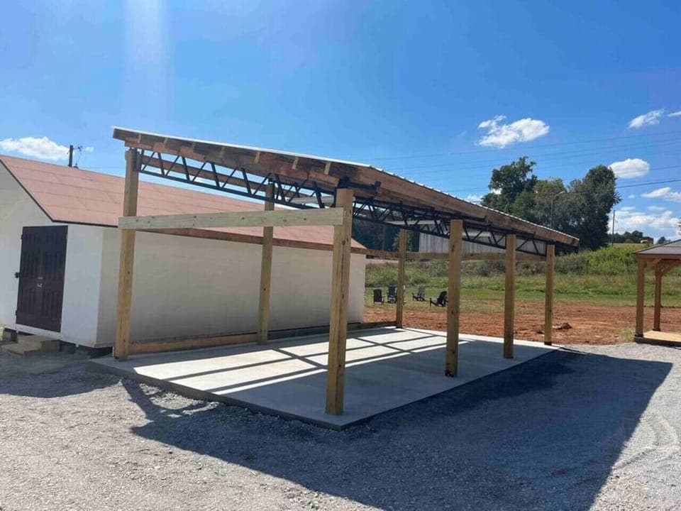 Covered motorcycle parking for your convenience.
