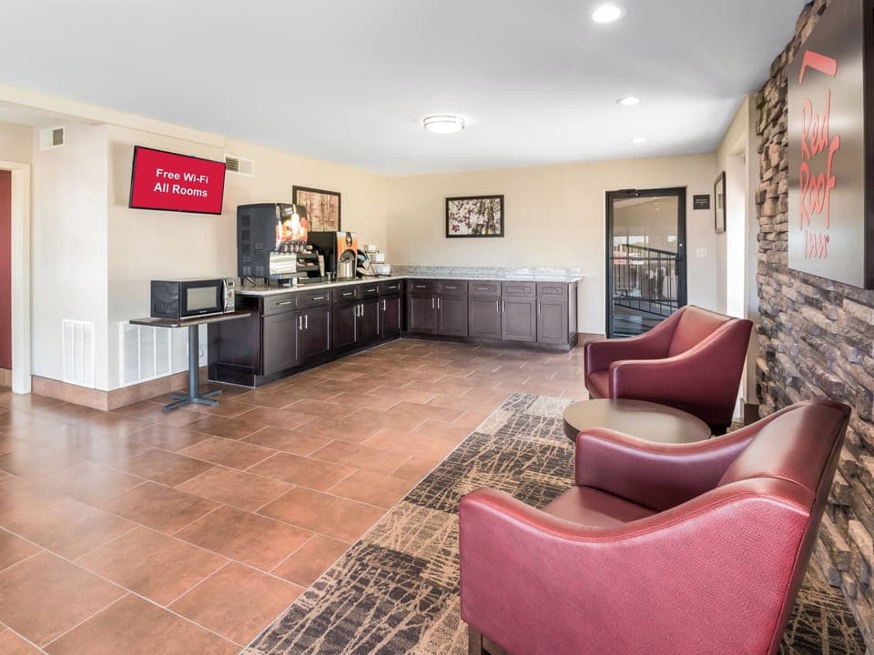 Recharge in the lounge with convenient snacks and coffee nearby.