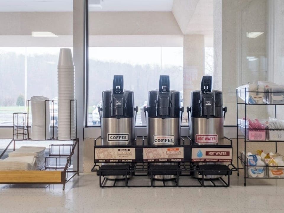 Start your morning with hot coffee and quick grab-and-go fuel.